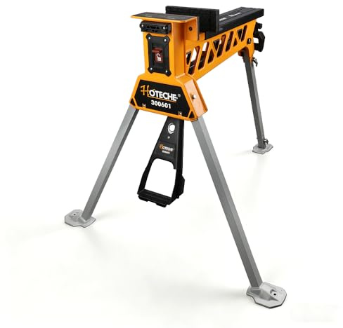 Hoteche Banco de trabajo plegable móvil, carga de 250 kg, rango de sujeción de 0 a 950 mm, color amarillo, plateado y negro, paquete de bolsas de papel