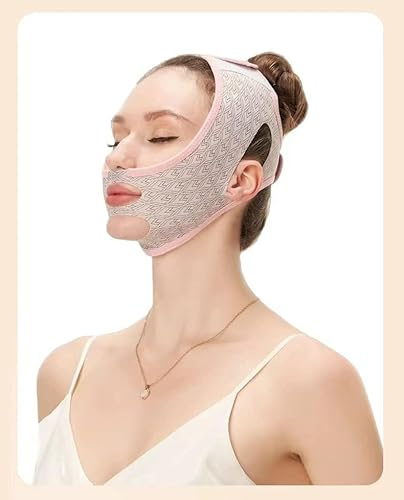 ZQITONE Beauty Face Contouring Sleeping Mask Chin, Riutilizzabile V Line Lifting Mask, V Line Maschere facciali, Cinghia facciale Maschera, Chin Up Maschera Viso (Rosa)