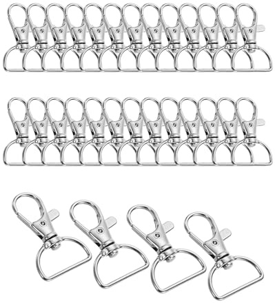 Ceeyoll Karabiner-nyckelring 30-delar Silverfärg Robust Långlivat Kompakt och Bärbart Nickelfritt Lämplig för ryggsäckar Halsband Syprojekt och DIY-projekt
