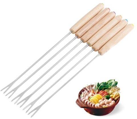 Generic Forchette per Fonduta Leggere, Perfette per Feste con Fonduta di Formaggio e Cioccolato, Bastoncini di Smores in Acciaio Inossidabile, 6 Pezzi