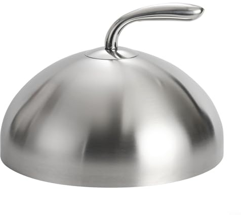 Puupaa Cloche in acciaio inox, coperchio per bistecca, 28 cm, rotondo, per cottura in padella teppanyaki, per grigliare e saltare, accessorio per pentole da cucina (argento)