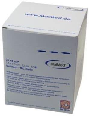Maimed - Compresse sterili di garza, 7,5 x 7,5 cm, 50 pezzi