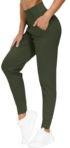 THE GYM PEOPLE Women's Joggers Pants Lightweight Athletic Leggings Tapered Lounge Pants for Workout, Yoga, Running Dark Olive