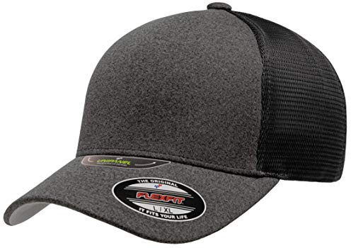 Flexfit Melange UniPanel Trucker Cap, Dark Grey/Black, Large/XLarge