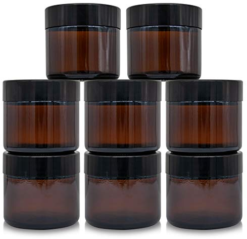 Pot Cosmétique - Petit Pot Verre pour Voyage (Pack de 12, 240ml) - Boîte cosmétique vide avec couvercle et cuillères en plastique - Contenant Vide Cosmetique en Verre & Protection UV