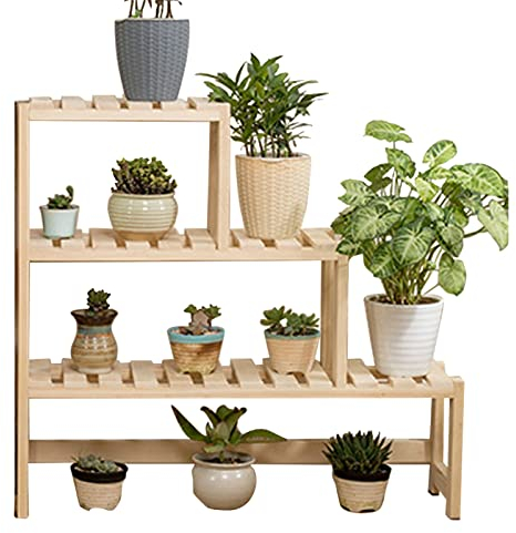 WYFZT Tiered Pflanzenstandhalter Indoor Outdoor GardenBlumentreppe Pflanzentreppe Pflanzenregal Blumenregal Blumenbank Aussen Draußen Leiterregal für Innen Außen Dekoratives Fensterbank, Lange 75cm