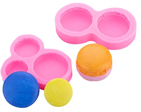 VIONNPPT Lot de 2 moules en silicone 3D macarons, parfaits pour bougies, muffins, décoration de gâteau, mini savon, bombe de bain