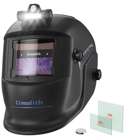 Omolith 1/1/1/1 True Color Auto Darkening Welding Helmet with light, Solar Powered Wide Shade 4/9-13 for TIG MIG Stick Weld Hood Mask