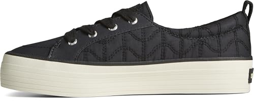 Sperry Women's Crest Vibe Platform Sneaker, Black Quilted, 6 UK