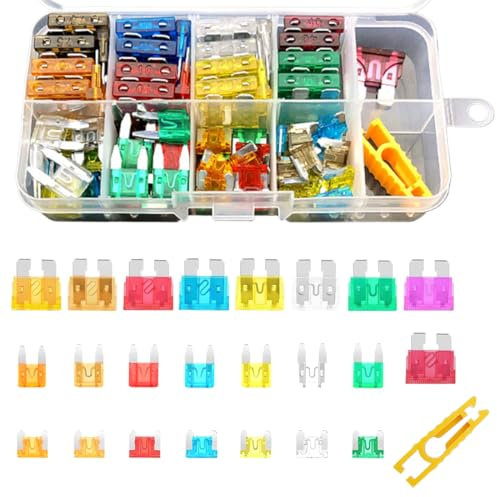 ZEPIQOR KFZ Sicherungen Set, 100 Stücke 12V-24V Standard Auto Sicherungen, Autosicherung Flachsicherung 19mm, Auto Stecksicherung 5A/7,5A/10A/15A/20A/25A/30A