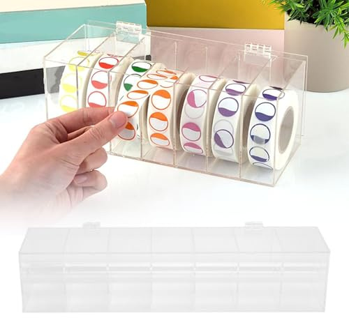 Porta Etichette per Rotoli, Dispenser di etichette resistente alla polvere 7 scomparti organizer trasparente per etichette per L'organizzazione di Uffici Domestici Scrivania e Parete