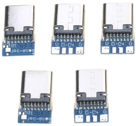 MHADBKH 5 Pieces Type-c 14 Pin Splint With Board Socket 4 Welding Wire Charging Data Type With Grounding 5 (v)