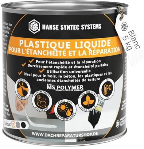 Membrane d'Étanchéité - Joint exterieur et interieur - Colle Étanche pour Fissures & Fuites – Directe Sans Primaire – Tous Matériaux – MS Polymère (Blanc, 5kg)