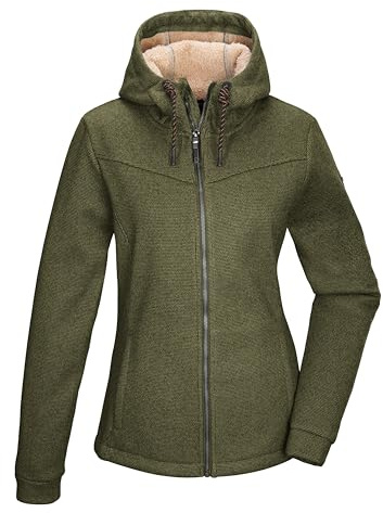 G.I.G.A. DX Damen Strickfleecejacke/Fleecejacke mit Kapuze GW 38 WMN KNTFLC JCKT, olivgrün, 46, 43550-000