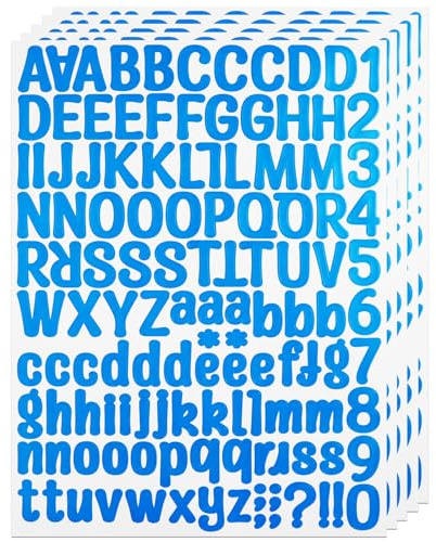 BINLINHONGO 630 1 Inch Self-Adhesive Letters Number Stickers, 5 Sheets Blue | Vinyl Letter Sticker Decals for Scrapbooks, Water Bottles, Signs, Holiday Parties