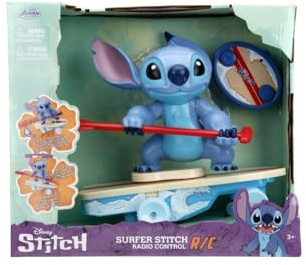 Jada - Disney Radio-Commandée Stitch Surfer - Personnage Tourne à 360° - Se Relève Tout Seul - sous Licence Officielle - A Partir de 3 Ans