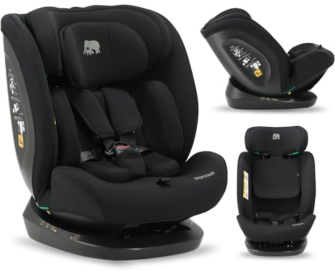 Deryan Clyde Siège auto bébé, I-SIZE 40-150 cm, 0 à 36 kg évolutif, dès la naissance et jusqu'à 12 ans environ, Groupe 0/+/1/2/3, RWF, FWF, Protections latérales (Noir)
