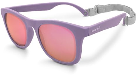 JAN & JUL Girls' Polarized Sunglasses with Strap, Flexible and Durable for Toddlers (Dusty Purple Aurora, M: 2-6 Years)