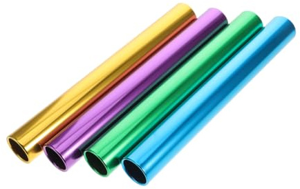 TOYANDONA 4 Pezzi Bastoni Staffetta Alluminio Leggeri Colorati Ergonomici Antiscivolo per Corse e Gare Outdoor con Finitura Elettroplaccata Resistente per Allenamento e Competizioni