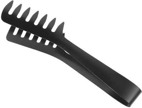 Toyvian Pinzas para Espaguetis de Acero Inoxidable 1.0 Mm Negras, Pinzas para Cocinar y Servir Pasta, Utensilios de Cocina Resistentes para Buffet, Banquetes y Uso Diario