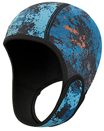 FewNvWa Cuffia da Immersione in Neoprene, Copricapo Termico, Cappuccio da Immersione Elasticizzato, Cuffia da Nuoto con Sottogola per Adulti E Bambini, Blu Scuro
