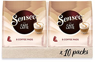 Senseo Café Latte, Nouvelle Recette, Lot de 10, 10 x 8 Dosettes de Café