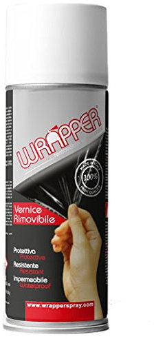 4R Quattroerre.it 16418 Wrapper Spray Trasparente Lucido Perlato | Vernice Removibile per Carrozzeria | Pellicola Spray Protettiva UV e Anti-Graffio | Wrapping Liquido Made in Italy