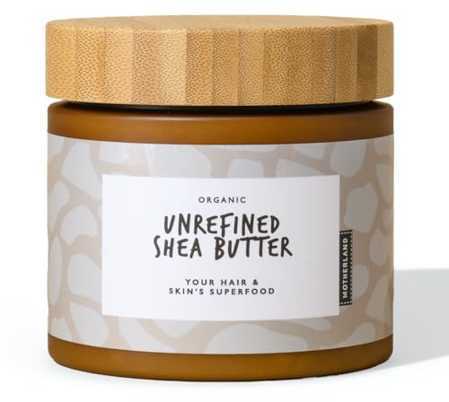 Motherland Organics Unrefined Shea Butter 400G Nutty - African Moisturiser for Dry Skin, Hands, Lips, Stretch Marks, Eczema - Natural, Raw & Vegan - for Men, Women & Babies