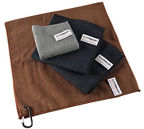 CAFEMASY Juego de toallas de microfibra Barista, secado rápido, 4 unidades, paño de limpieza micro con gancho para limpiar la varilla de vapor y la máquina de café espresso