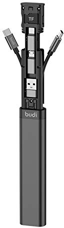 fonefunshop Budi Multifunktionales 9 in 1 Lade- und Datenkabel, Schwarz