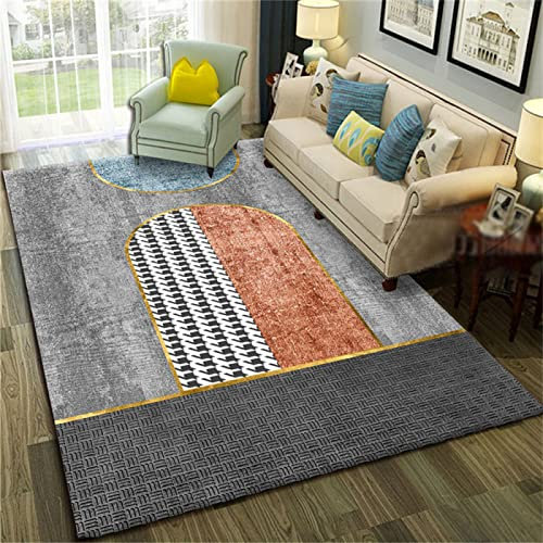 Teppiche Für Balkon Baby Kinderzimmer Grau Orange Wohnzimmer waschbarer Teppich weicher Teppich verschleißfest 140X200cm Bettvorleger Schlafzimmer Badteppich