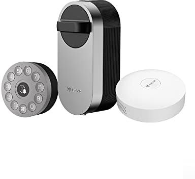 EZVIZ DL01S Smart Lock avec Clavier Multifonctionnel et A3 Passerelle Domestique, Serrure Connectée fonction Bluetooth accès à distance, Serrure Smart Lock accès sans Clé pour Maison Connectée Gris