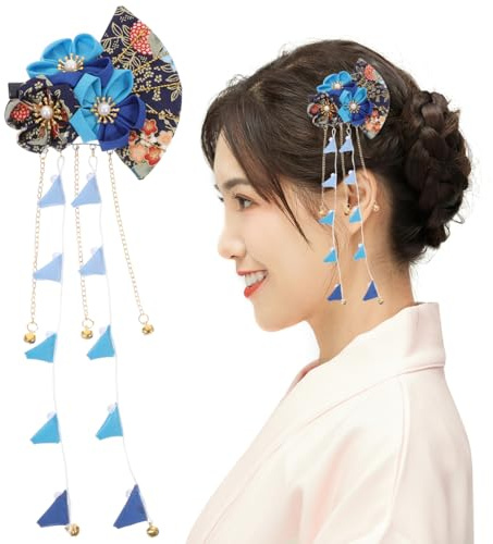 Lurrose Épingle À Cheveux Japonaise Léger 9.06X2.95X2.95 Pouces Accessoire Coiffure Avec Détails Éventail Idéal Pour Mariage Festival Usage Quotidien Femme