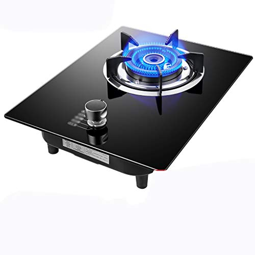 Cuisinière à gaz – Table de cuisson en verre trempé noir avec protection anti-flamme et allumage électronique – Cuisinière à gaz intégrée pour la cuisine à domicile