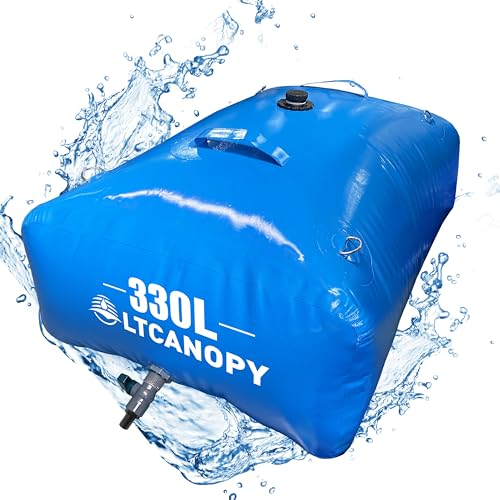 LTCANOPY Tragbare Wasserblase Wasserspeicherbehälter, haltbarer Wassertank, Im Freien verdickter Faltbarer, Notwasserspeicher mit Wasserhahn, Garten Regenwassersammler Camping Wassersack (330L)
