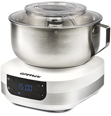 G3 Ferrari G20145 Impastatrice Planetaria Pastaio Gourmet, 1500 Watt, 5 Litri, Ciotola Inox con maniglia, Display digitale, 5 velocità, Timer, Ricettario incluso