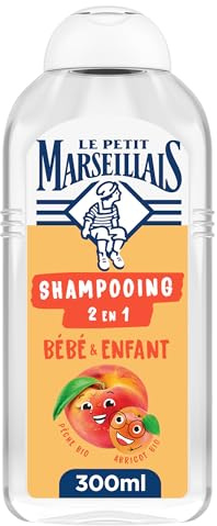 Le Petit Marseillais | 2 i 1 schampo för spädbarn och barn som upptäcker ekologisk persika och ekologisk aprikos (300 ml) - 94% naturligt ursprung - svider inte ögonen, silikon- och sulfatfri och