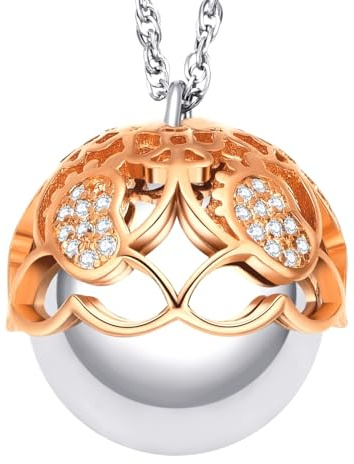 Dada Gioielli - Protection et amour pour les futures mamans - Collier bola de grossesse appelant les anges - Pendentif scintillant - Cadeaux pour femmes enceintes (pied de bébé Or Rosé)