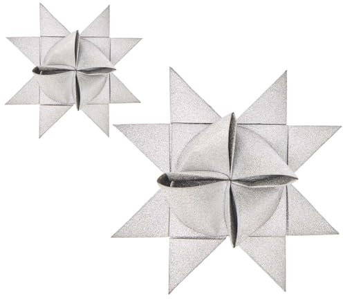 Generisch Fröbelstreifen Fröbelsterne basteln Faltstreifen Glitter Silber 60 Streifen, 1,4x45 cm und 2,5x86 cm für 15 Sterne Glitterpapier silberfarben