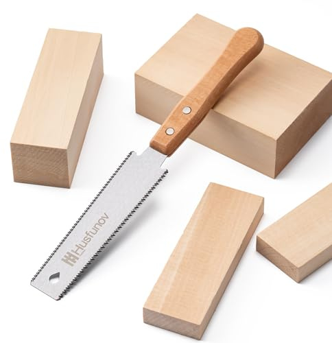 Husfunov Japanese Hand Saw, 6 Inch Pull Saw with Double Edges of 11/17 TPI, SK5 Flexible Blade Handle Wood Saws for Woodworking Tools