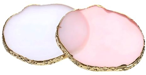 MBAIYO Resin Nail Art Palette, 2PCS Resin Nail Plattes Makeup Mixing Gilded Edge Polish Stuff Irregularity Painting Mixed Color Palettes Display Board for DIY Manicure Art Design Makeup Foundation