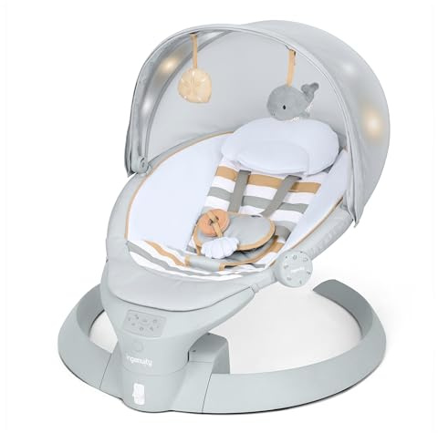 Ingenuity Inlighten Bounce & Sway Baby Swing, Newborn to 9 Months, Pebble