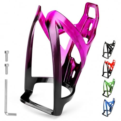 Fancysky portabidones Bicicleta, 36g Ligero portabotellas Bici|5 Colores con 2 Tornillos + 1 Llave, Soporte Botella Bicicleta para MTB, Carretera y Gravel (Negro-Morado)