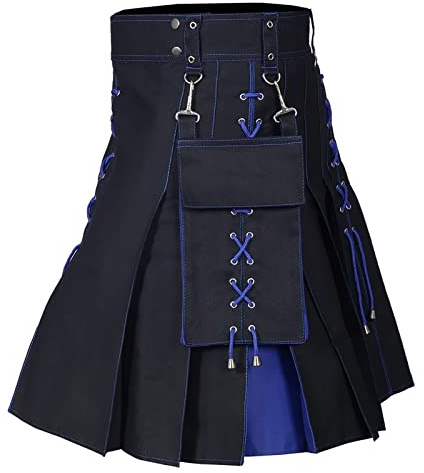 Kilt de ski pour homme aus Polyesterstoff, mit traditionellem Stil, komfortable Passform, mit saisonalem Hosenprofil, fuer Mottofeier, Festival und Freizeit bei funktionalem Wochenendstil