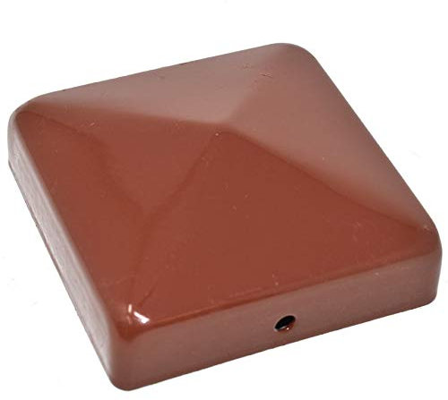 4 x 75mm x 75mm (3 x 3) Metal Pyramid Red Fence Post Caps