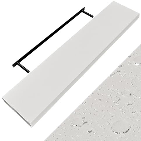 Casaria Mensola da Parete Legno 110cm Supporto 50-110cm Pensile Bagno 15kg Cucina Libreria Bianco