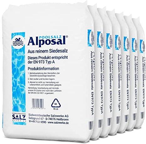 Alposal Poolsalz 175kg Poolsalz, Schwimmbadsalz, Chlorinator geeignet, Salzelektrolyse, Siedesalz inklusiv 1 Paar ARNOMED Einweghandschuh