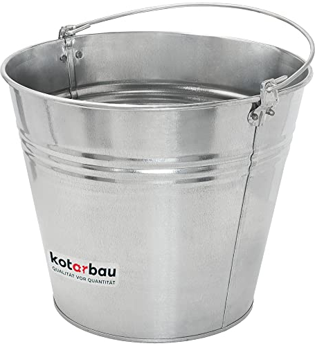 KOTARBAU® Cubo de Zinc Galvanizado 15L Resistente para Residuos Cocina Mortero Herramientas Cubo Metalico Cubo Agua Cubo Acero con Asa Cómoda Cubo de Pozo Cubo Jardín Multiuso