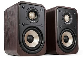 Polk Signature Elite ES10 Surround Sound Speakers - Hi-Res Audio Certified, Dolby Atmos & DTS:X Compatible, 1 Tweeter & 4 Woofer, Power Port Technology for Bass (Pair, Contemporary Walnut)