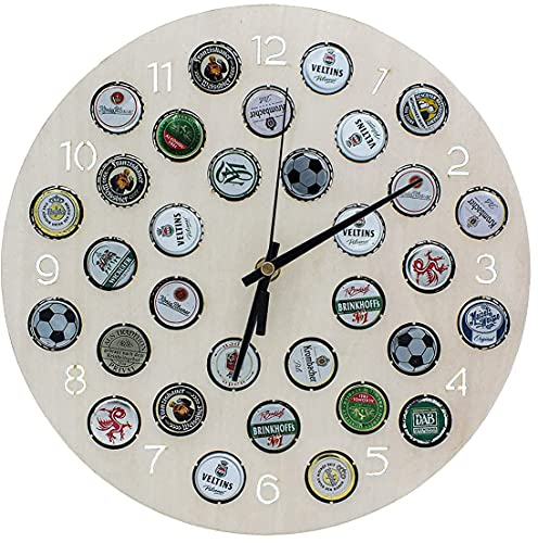 SAFE Orologio in legno per raccolta tappi birra | per 32 tappi collezione tappi corona | regalo di anniversario per amanti di birra | regali di compleanno da uomo | Ø 30 cm